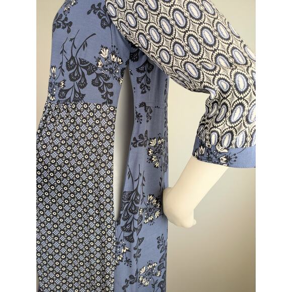 Boden Mollie Blue White Mixed Print Minidress Shift V-Neck 3/4 sleeve Size 8 - Picture 9 of 12